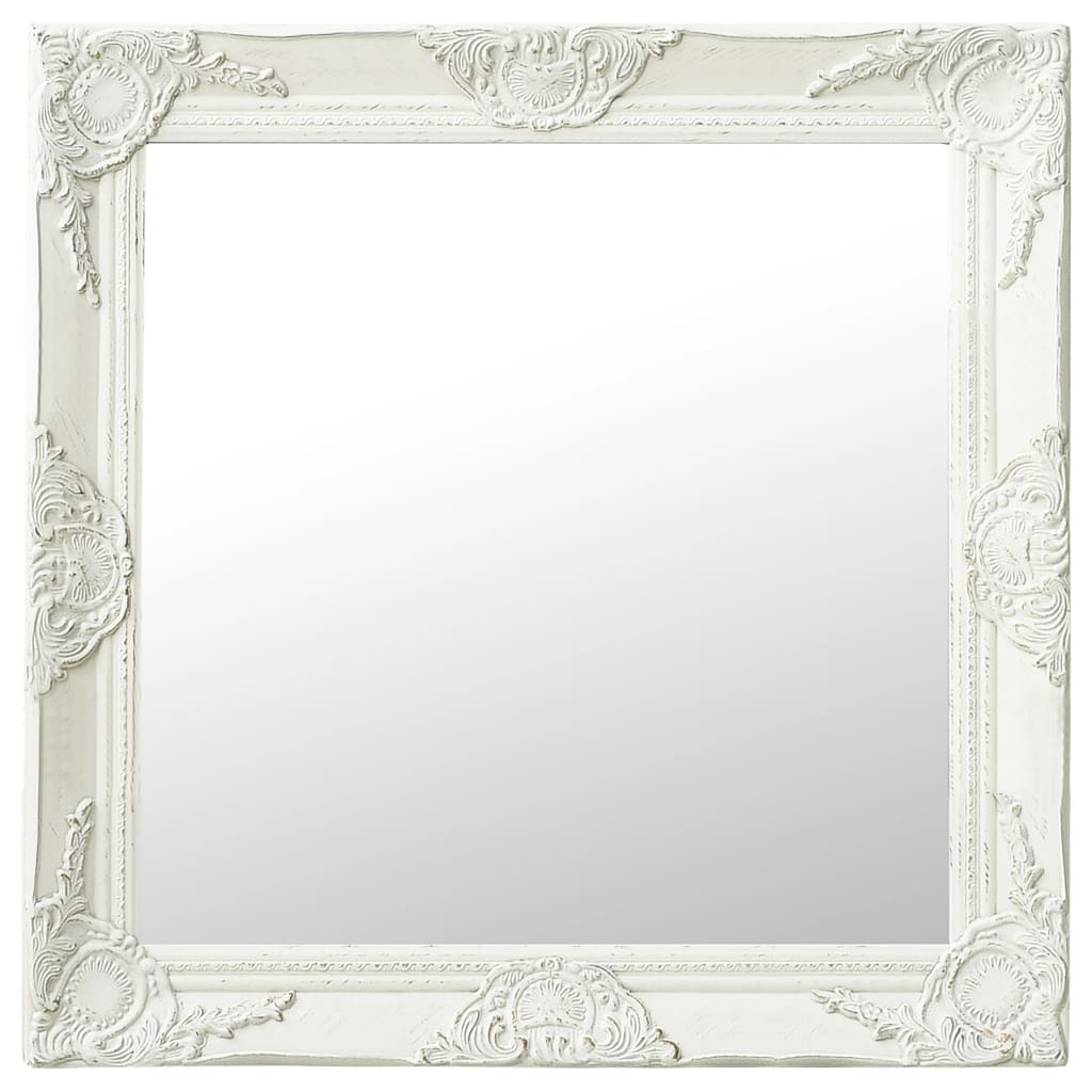 Wall Mirror Baroque Style 23.6"x23.6" White