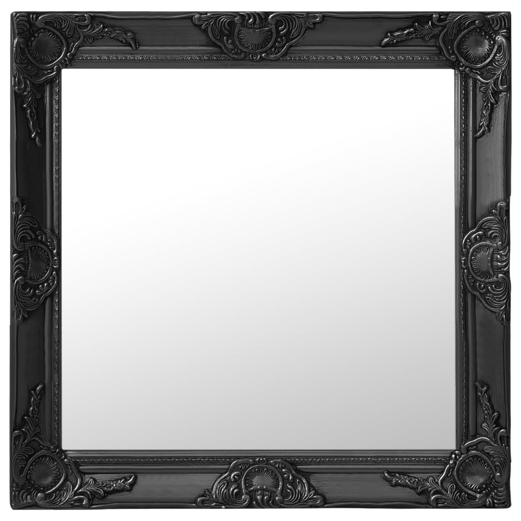Wall Mirror Baroque Style 23.6"x23.6" Black