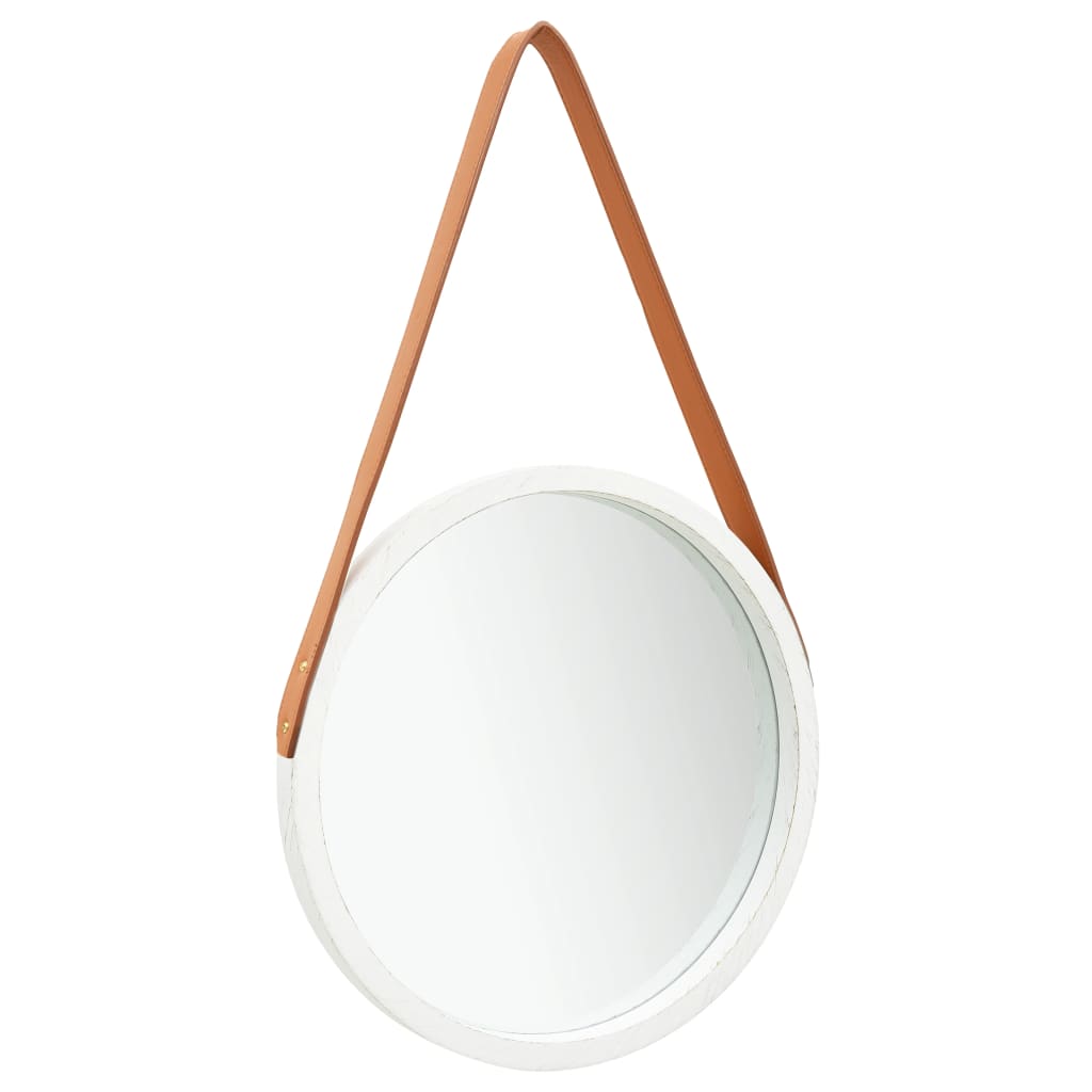 Wall Mirror with Strap 15.7" White