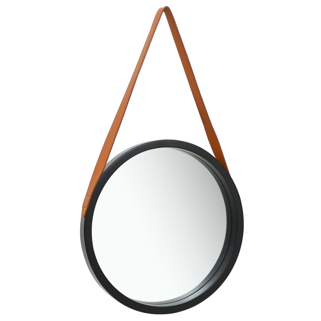 Wall Mirror with Strap 15.7" Black