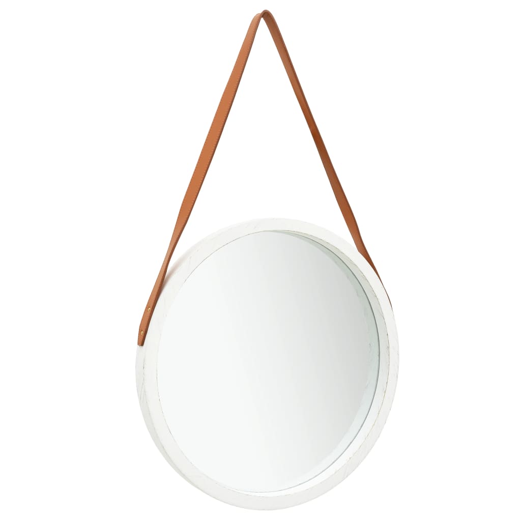 Wall Mirror with Strap 16.7" White