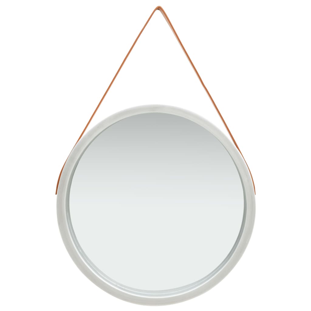 Wall Mirror with Strap 23.6" Silver