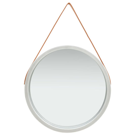 Wall Mirror with Strap 23.6" Silver