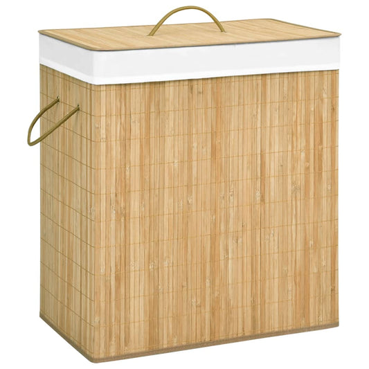 Bamboo Laundry Basket with 2 Sections 26.4 gal