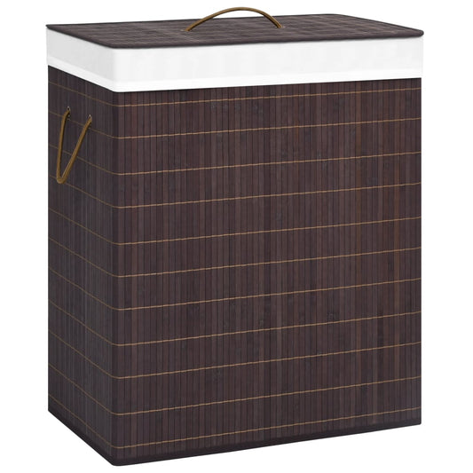 Bamboo Laundry Basket with 2 Sections Brown 26.4 gal