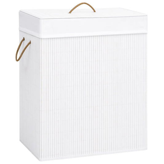 Bamboo Laundry Basket with Single Section White 21.9 gal