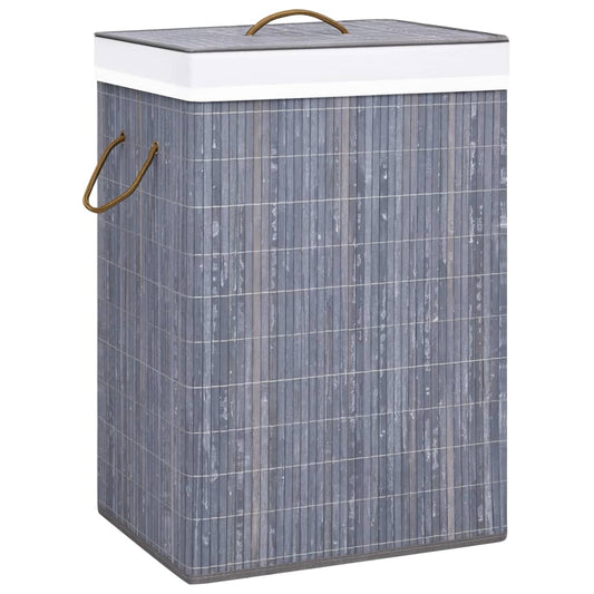 Bamboo Laundry Basket with Single Section Gray