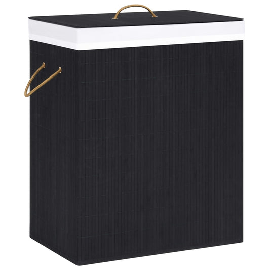 Bamboo Laundry Basket with Single Section Black 21.9 gal