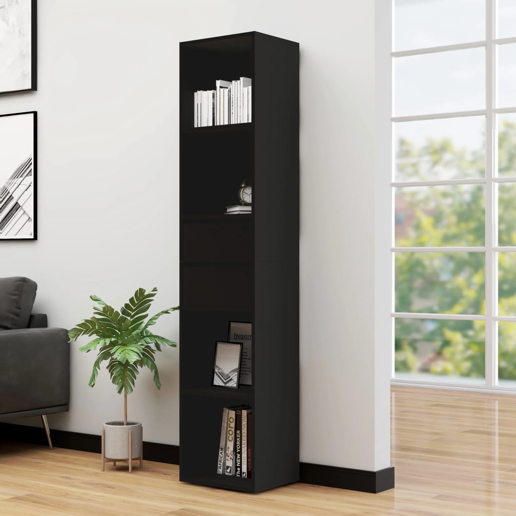 Book Cabinet Black 14.2"x11.8"x67.3" Engineered Wood