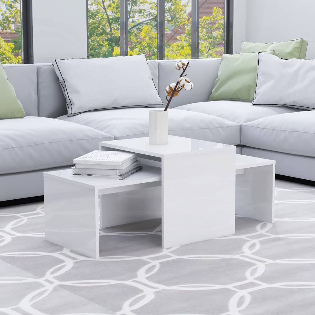 Coffee Table Set High Gloss White 39.4"x18.9"x15.7" Engineered Wood