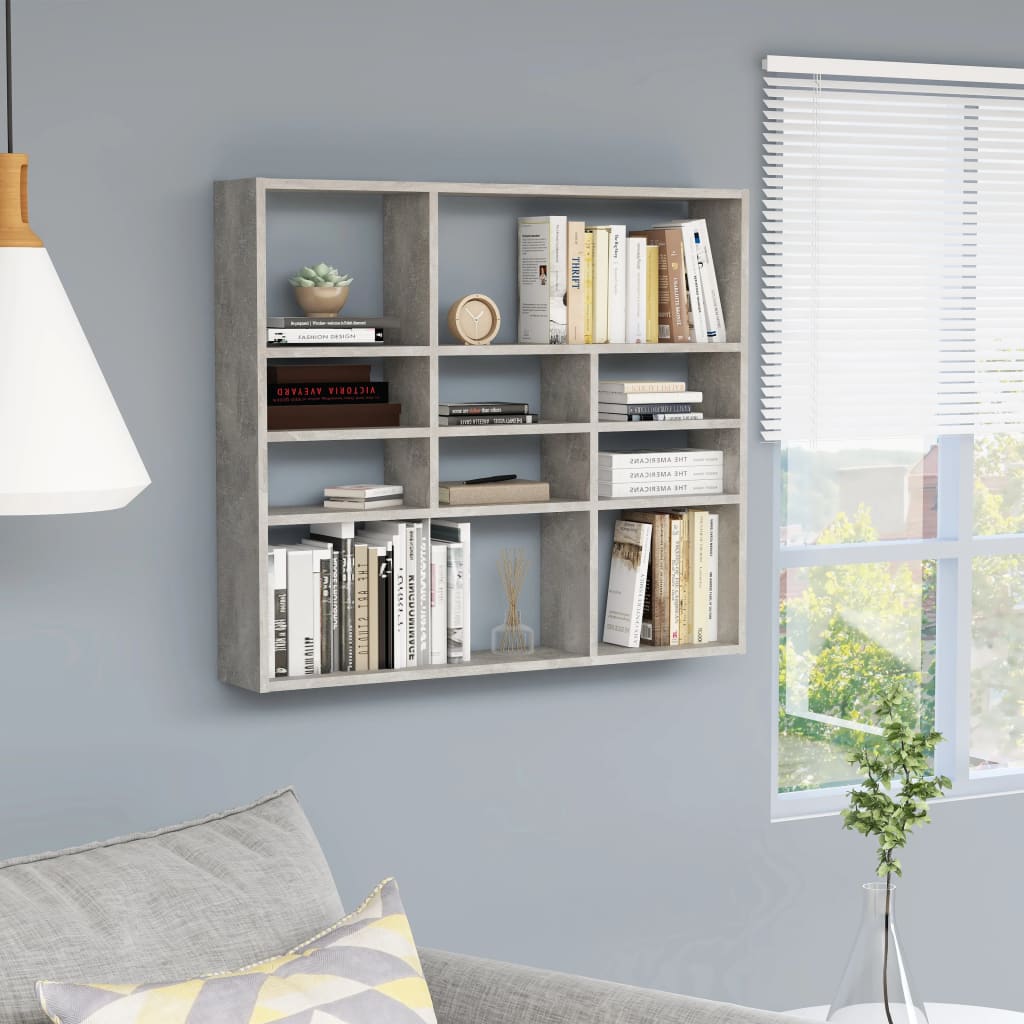 Wall Shelf Concrete Gray 35.4"x6.3"x30.7" Engineered Wood