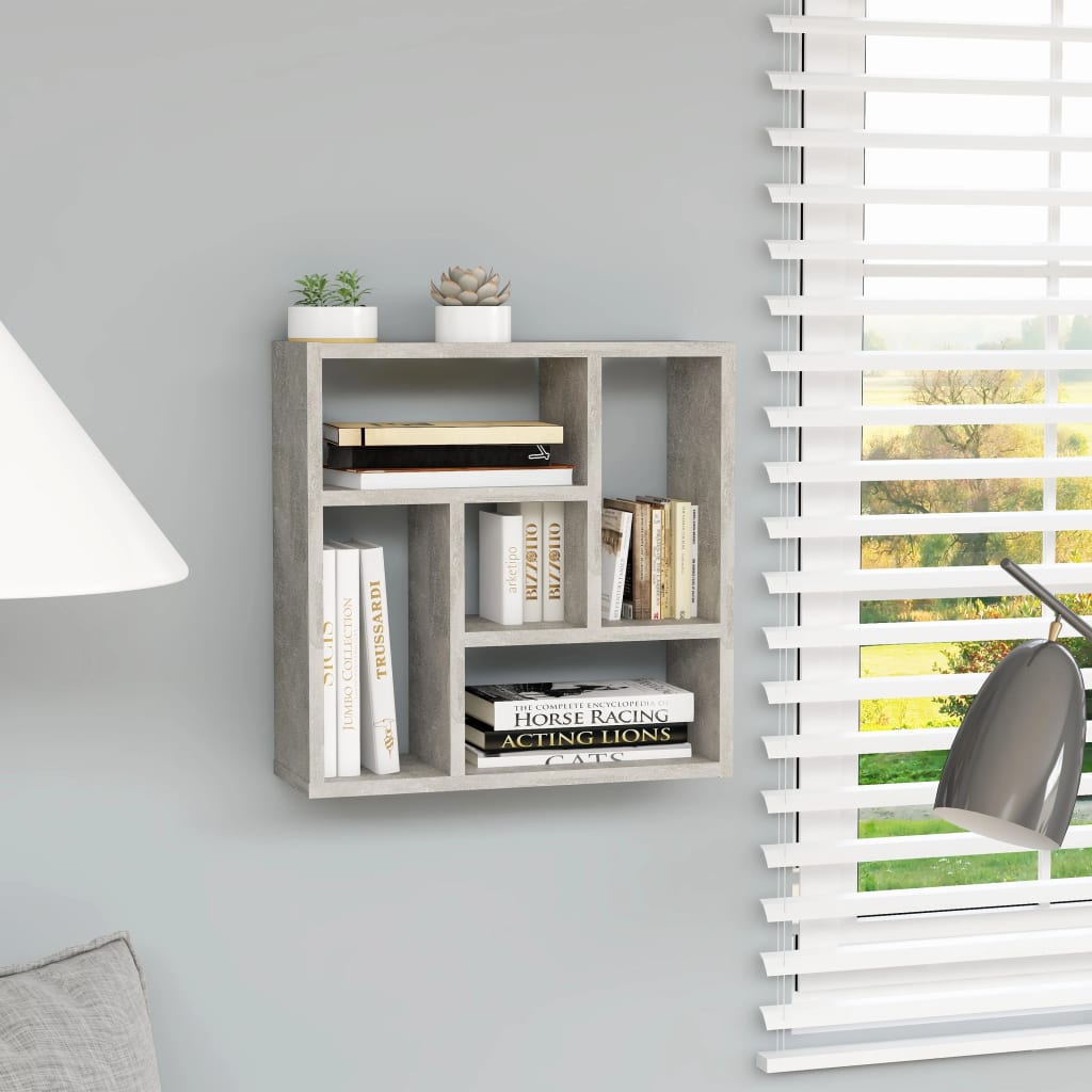 Wall Shelf Concrete Gray 17.8"x6.3"x17.8" Engineered Wood