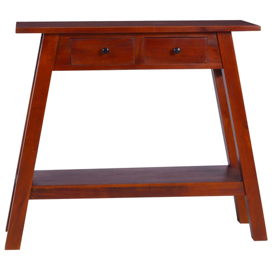 Console Table Classical Brown 35.4"x11.8"x29.5" Solid Mahogany Wood