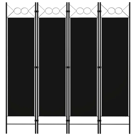 4-Panel Room Divider Black 63"x70.9"