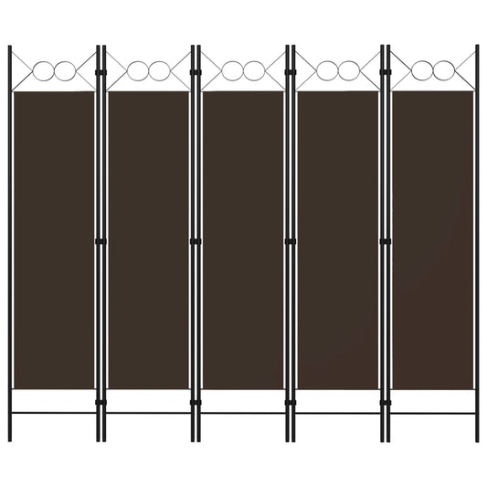 5-Panel Room Divider Brown 78.7"x70.9"