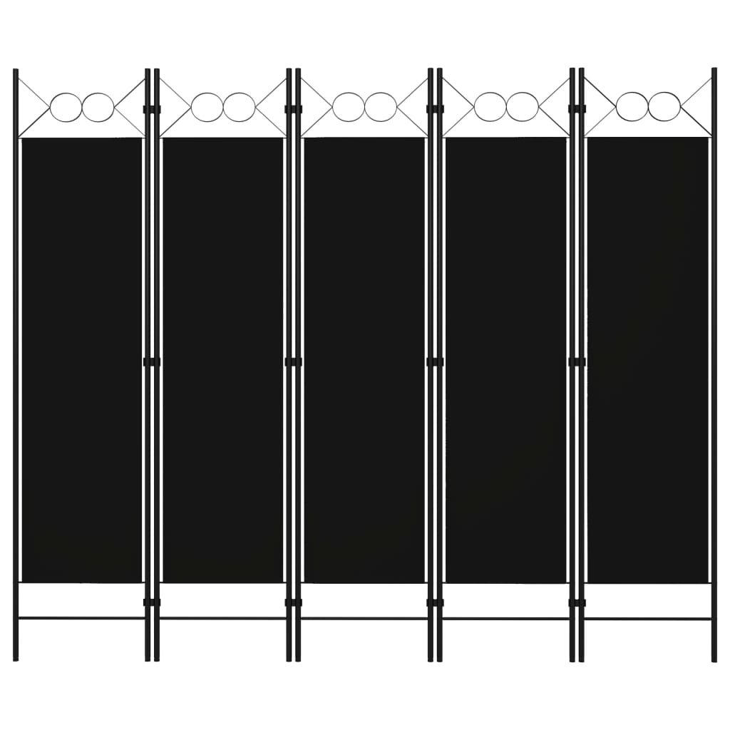 5-Panel Room Divider Black 78.7"x70.9"