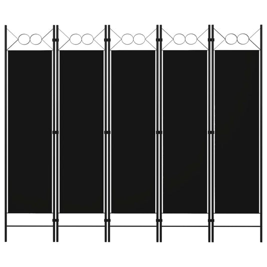 5-Panel Room Divider Black 78.7"x70.9"