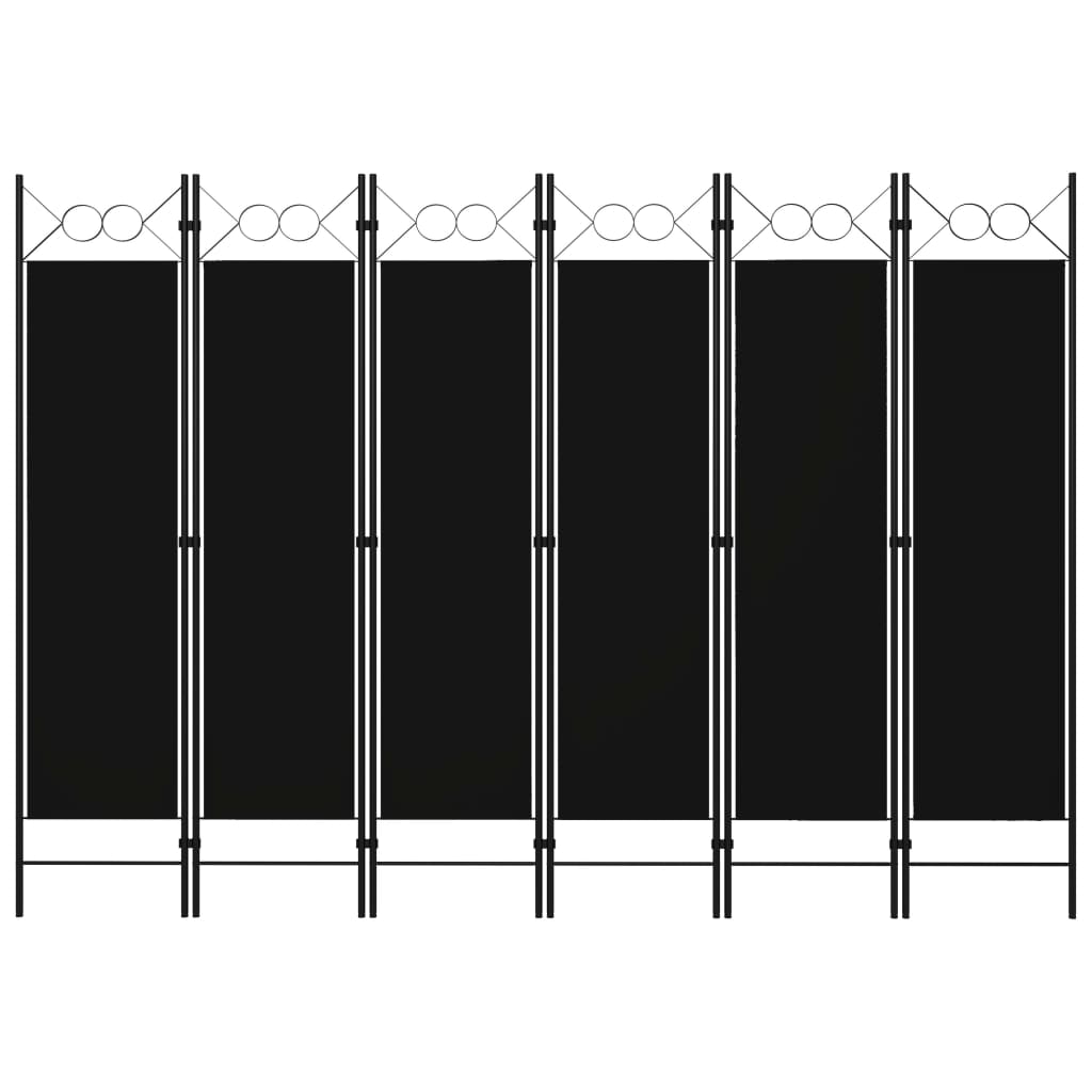 6-Panel Room Divider Black 94.5"x70.9"