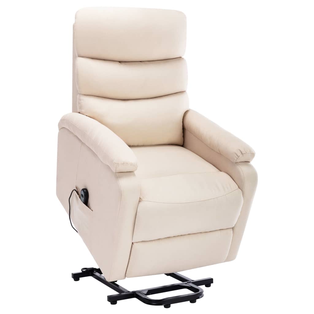Power Lift Massage Recliner Cream Fabric