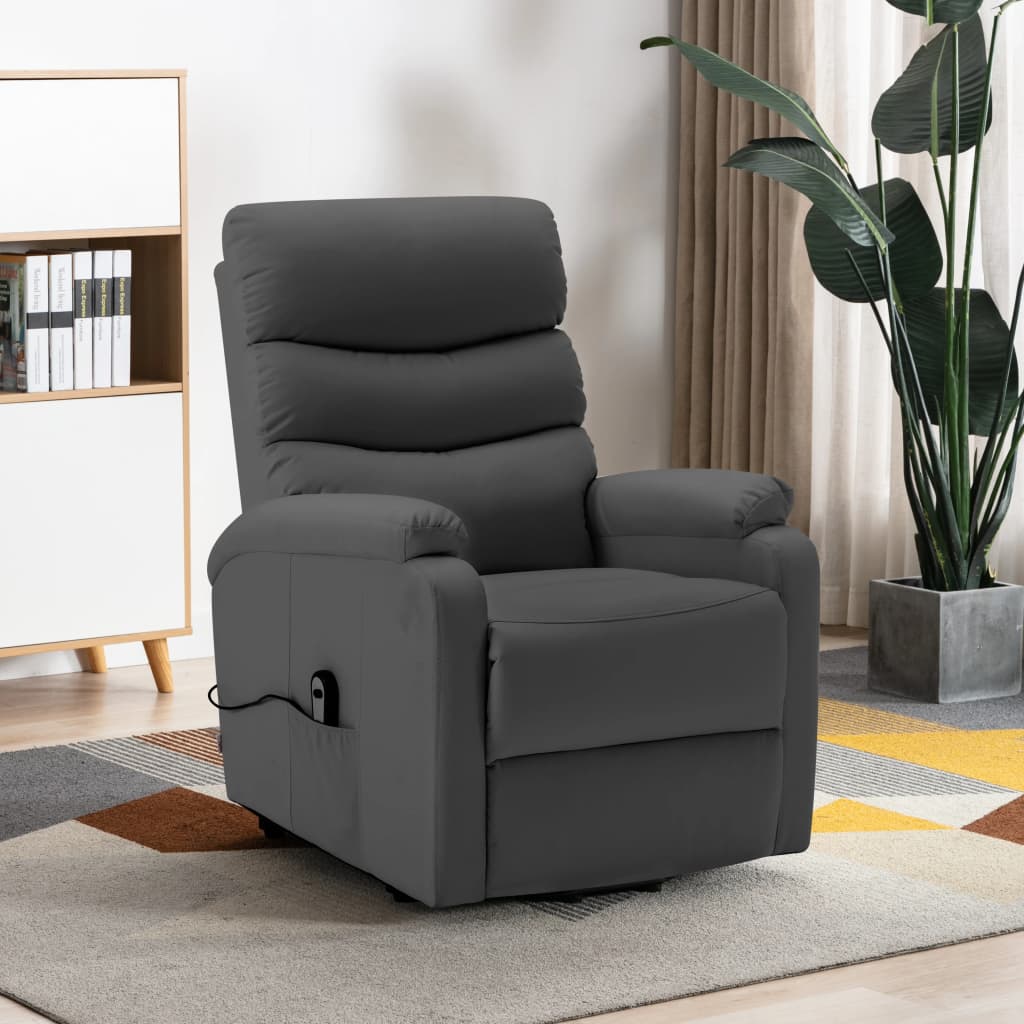Stand-up Recliner Anthracite Faux Leather