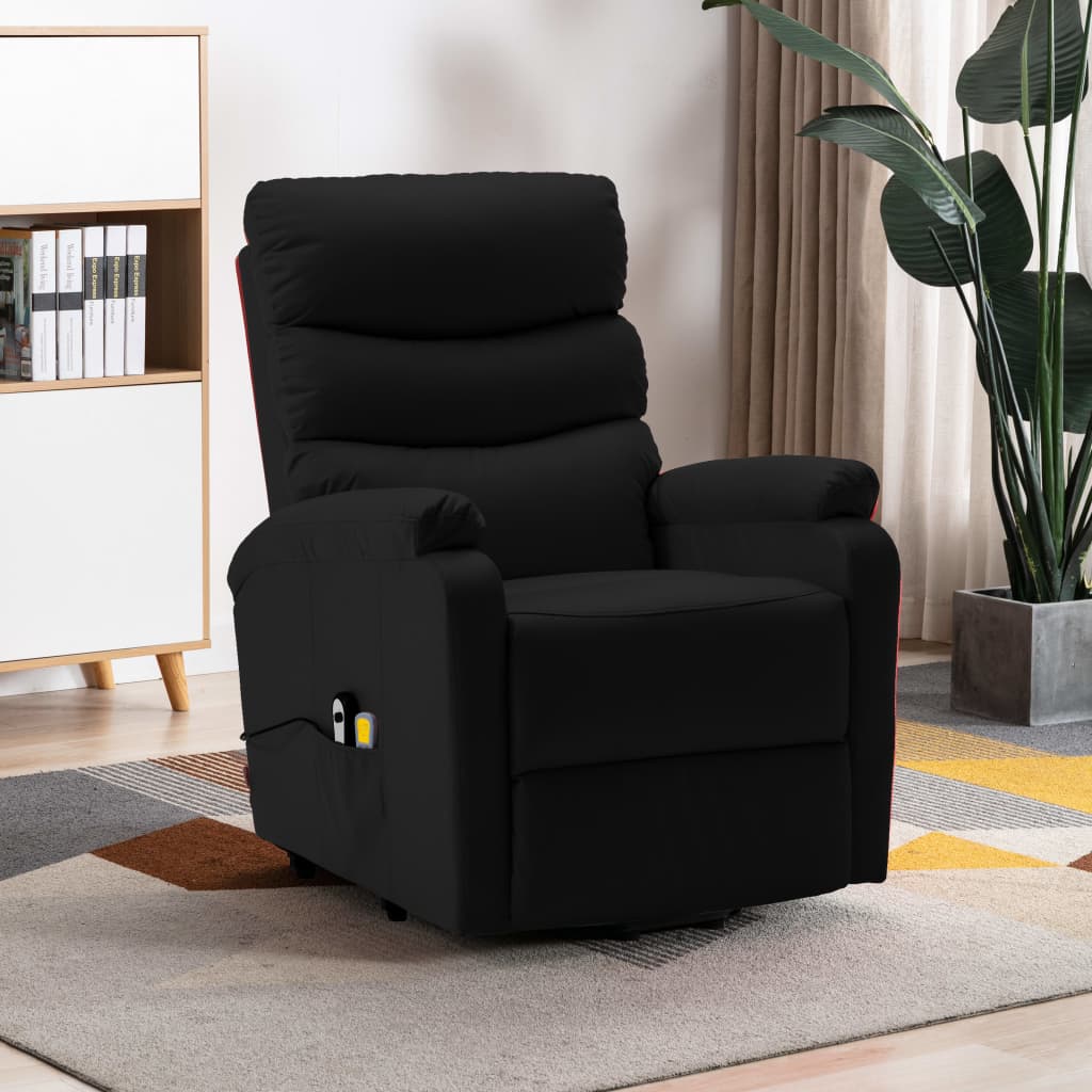 Stand-up Massage Recliner Black Faux Leather