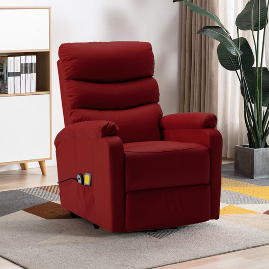 Stand-up Massage Recliner Wine Red Faux Leather