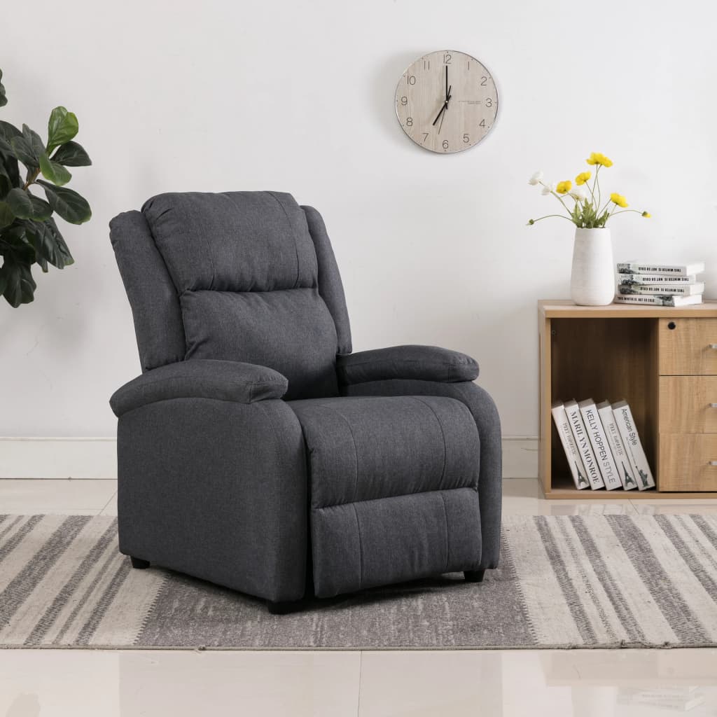 TV Recliner Chair Dark Gray Fabric