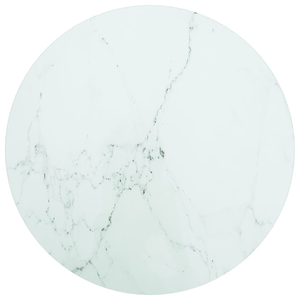 Table Top White Ø 15.7"x0.3" Tempered Glass with Marble Design