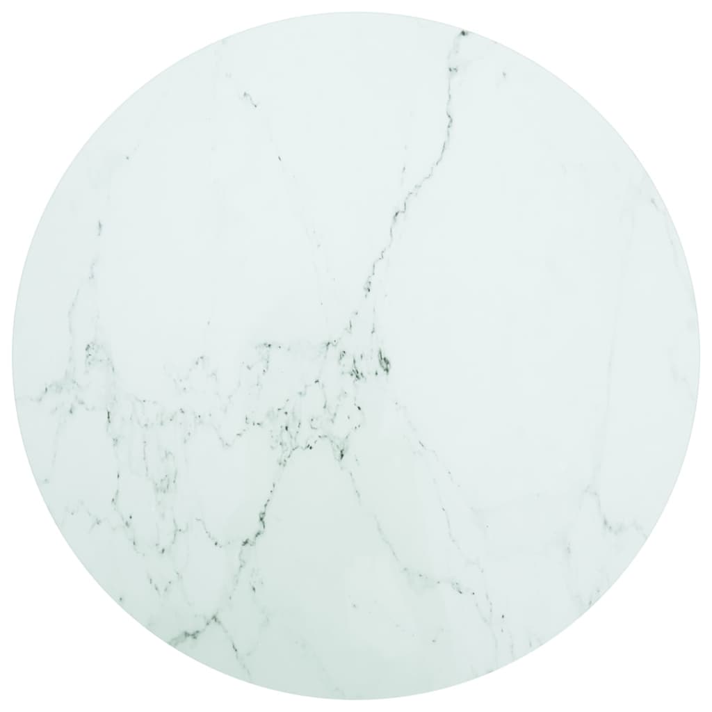 Table Top White Ø 31.5"x0.4" Tempered Glass with Marble Design