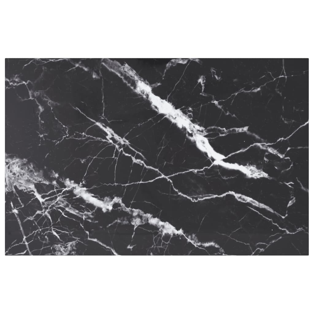 Table Top Black 39.4"x24.4" 0.3" Tempered Glass with Marble Design