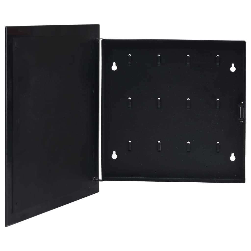 Key Box with Magnetic Board Black 13.8"x13.8"x2.2"