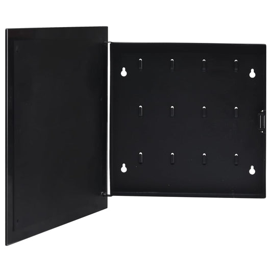 Key Box with Magnetic Board Black 13.8"x13.8"x2.2"