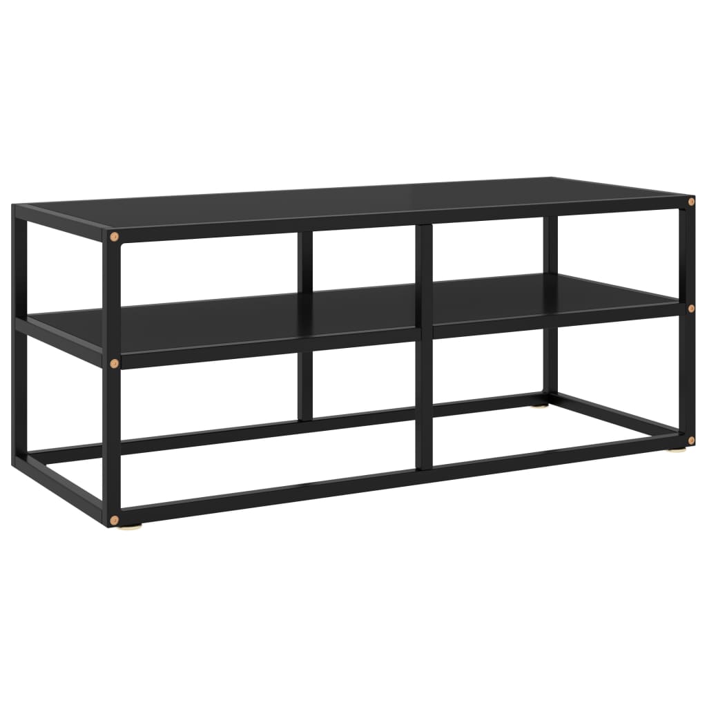 TV Cabinet Black with Black Glass 39.4"x15.7"x15.7"