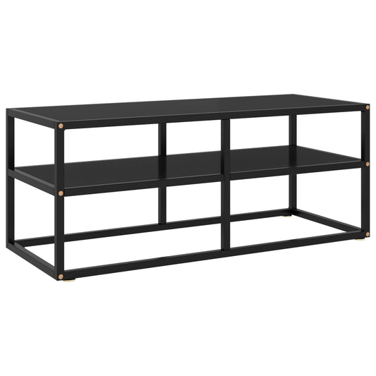 TV Cabinet Black with Black Glass 39.4"x15.7"x15.7"