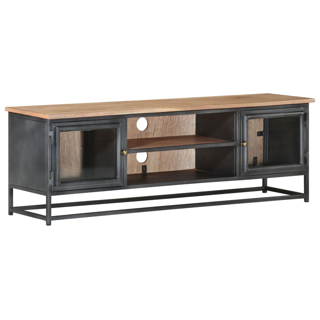 TV Cabinet Gray 47.2"x11.8"x15.7" Solid Acacia Wood and Steel