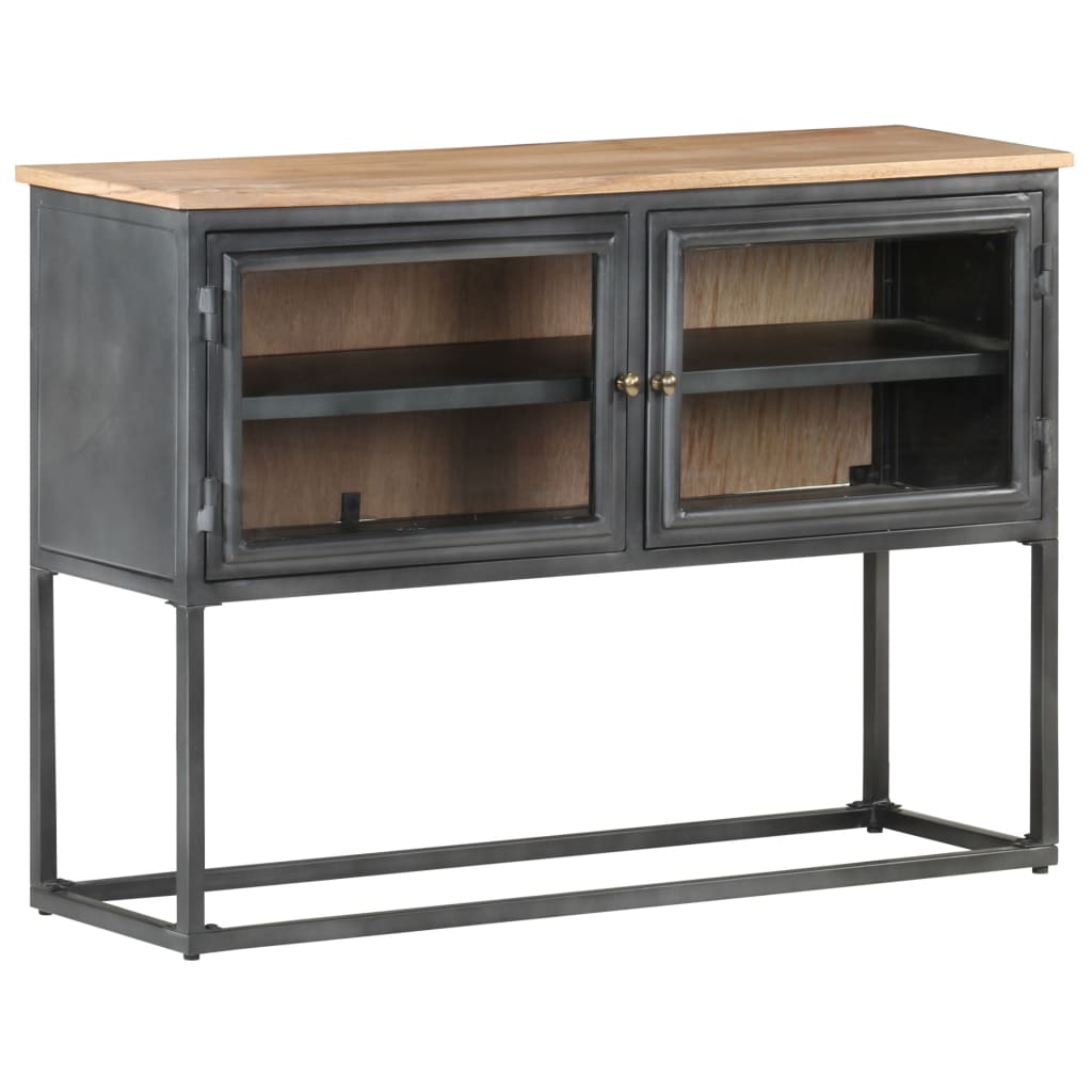 Sideboard Gray 39.4"x11.8"x27.6" Solid Acacia Wood