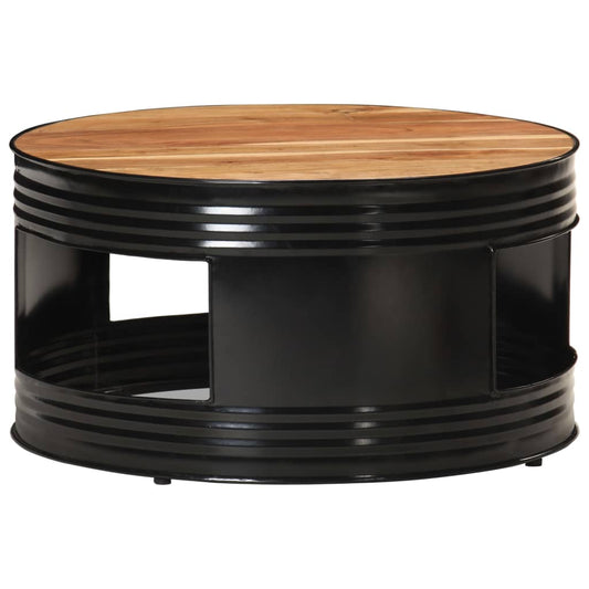 Coffee Table Black 26.8"x26.8"x14.2" Solid Acacia Wood