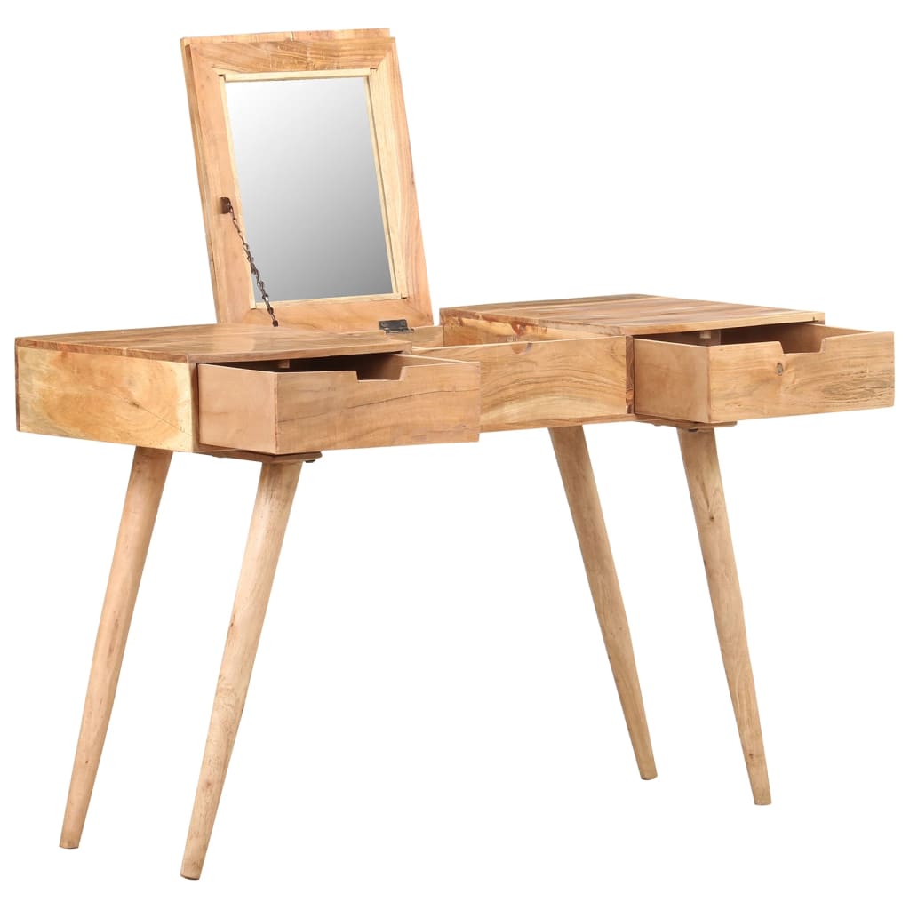 Dressing Table with Mirror 44.1"x17.7"x29.9" Solid Acacia Wood