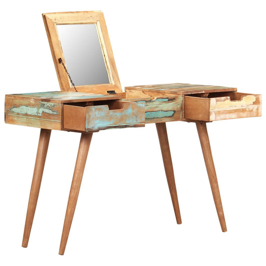 Dressing Table with Mirror 44.1"x17.7"x29.9" Solid Reclaimed Wood