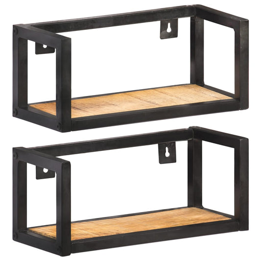Wall Shelves 2 pcs 15.7" Rough Mango Wood
