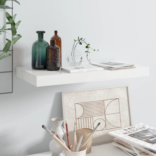 Floating Wall Shelf High Gloss White 19.7"x9.1"x1.5" MDF