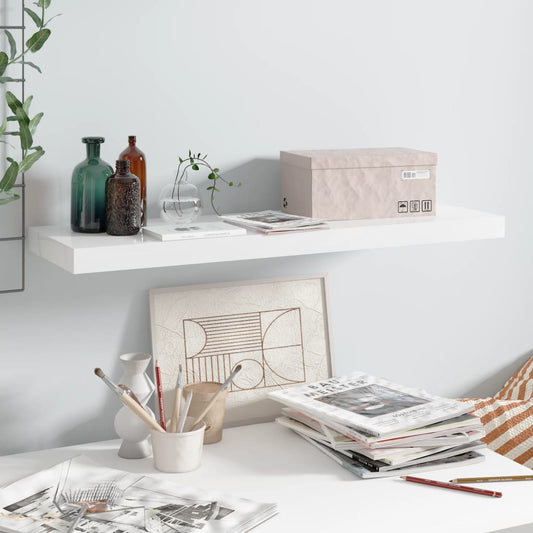 Floating Wall Shelf High Gloss White 31.5"x9.3"x1.5" MDF