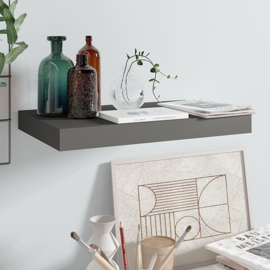 Floating Wall Shelf High Gloss Gray 15.7"x9.1"x1.5" MDF