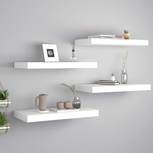 Floating Wall Shelves 4 pcs White 19.7"x9.1"x1.5" MDF
