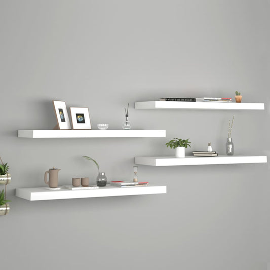 Floating Wall Shelves 4 pcs White 31.5"x9.3"x1.5" MDF