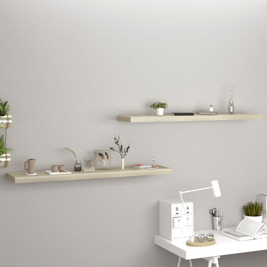 Floating Wall Shelves 2 pcs Oak 47.2"x9.3"x1.5" MDF