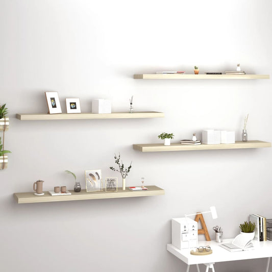 Floating Wall Shelves 4 pcs Oak 47.2"x9.3"x1.5" MDF
