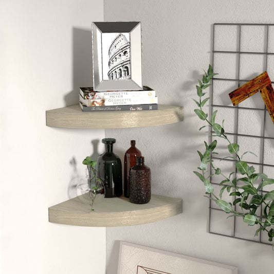 Floating Corner Shelves 2 pcs Oak 9.8"x9.8"x1.5" MDF