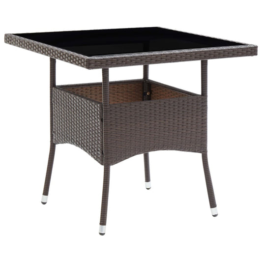 Patio Dining Table Brown Poly Rattan