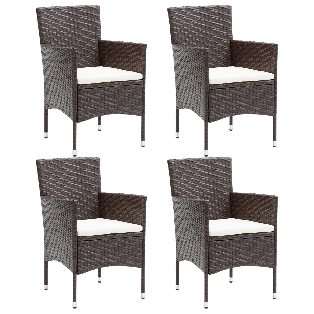 Patio Dining Chairs 4 pcs Poly Rattan Brown